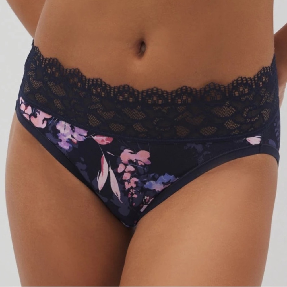 NWT Embraceable Lace Waist Brief Panty Bloom Brightly Mini Navy Size M